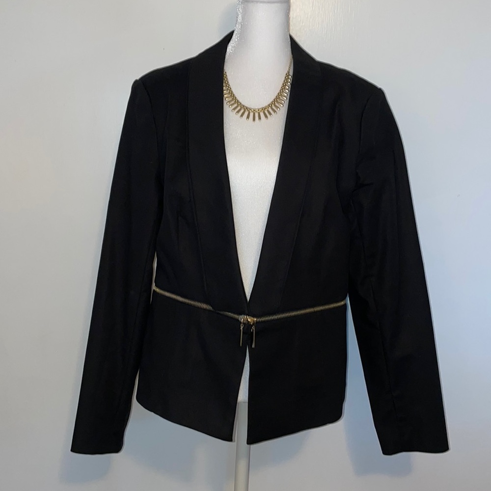 Catherine Malandrino Stunning Black Blazer with Gold Zippers